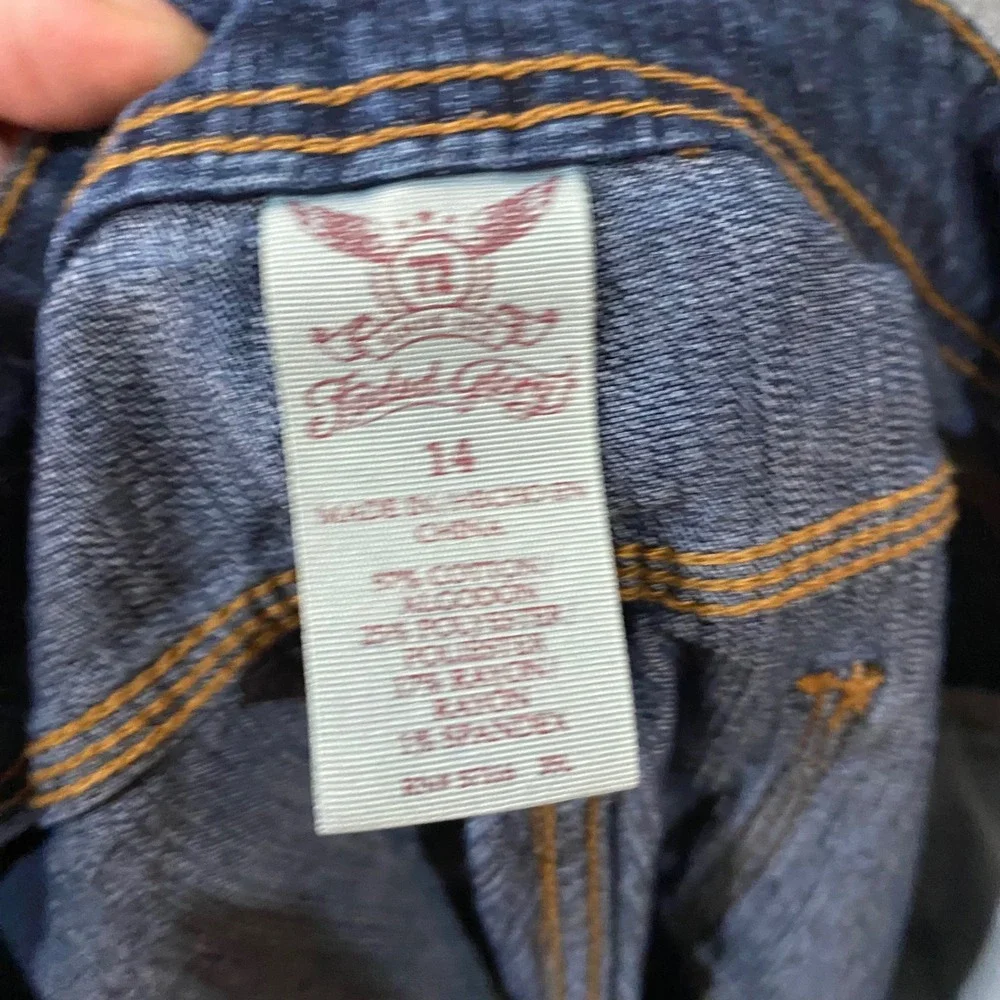 Faded Glory Womens Dark Wash Denim Bermuda Shorts Size 14 Stretch Knee Length